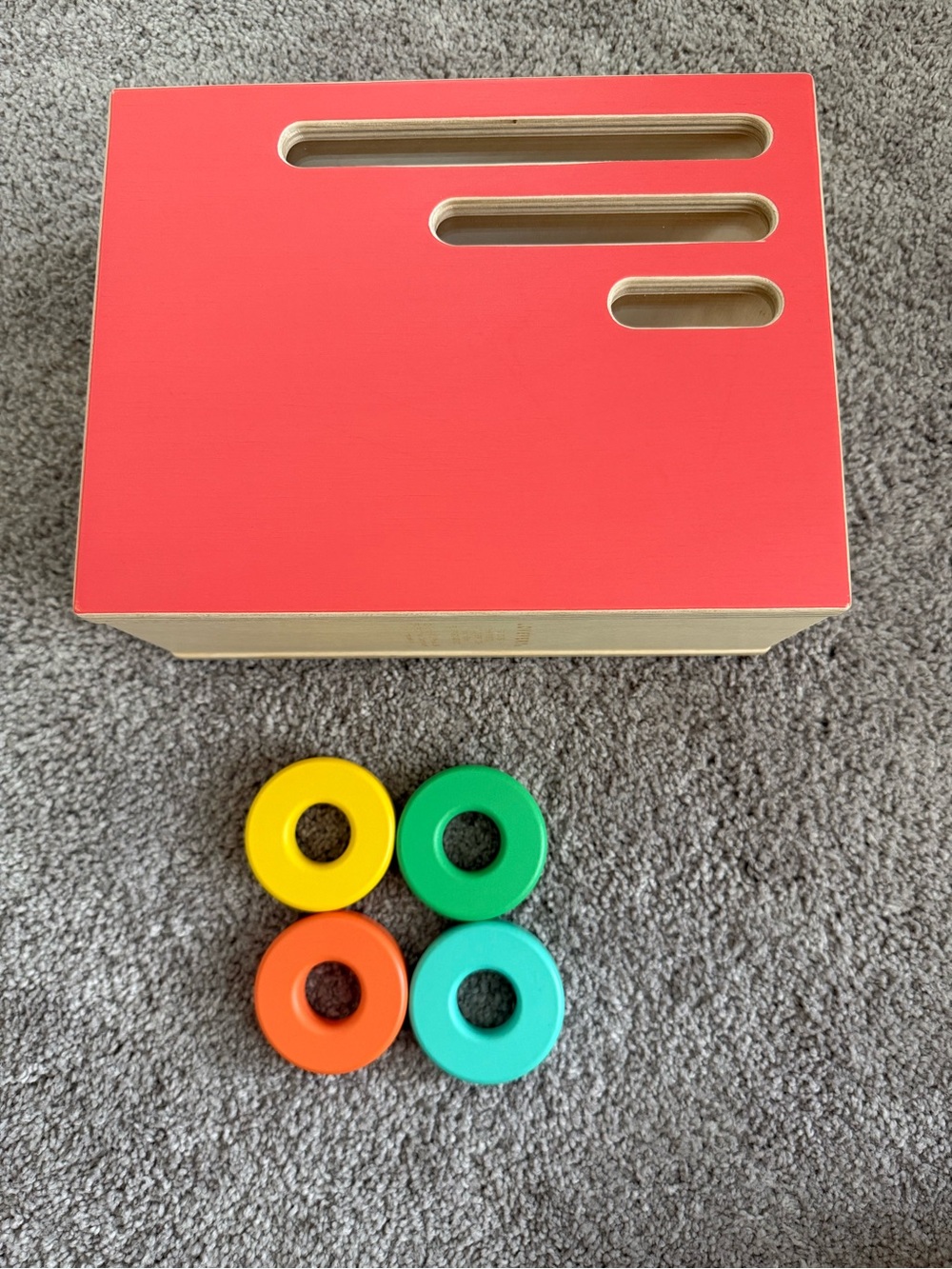 Lovevery Count and Slide Chute Wooden Box with Colorful Rings